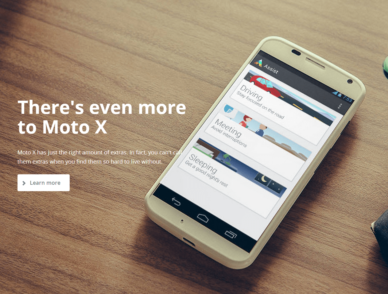 Página de destino do Moto X