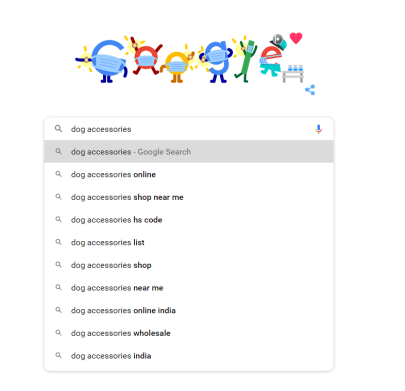 Risultati di completamento automatico di Google