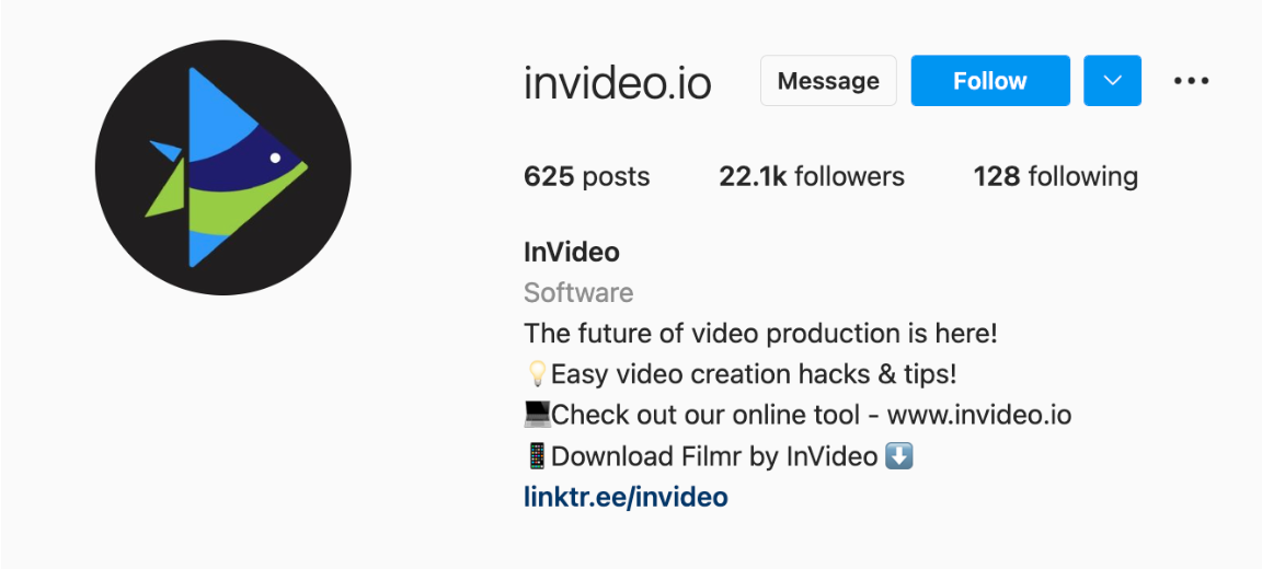 L'account Instagram di InVideo