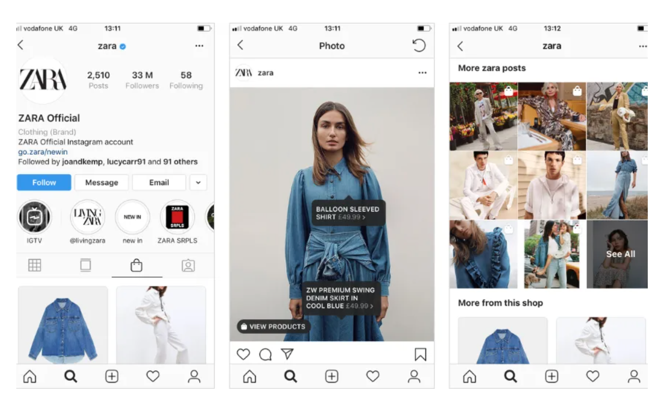 Instagram Shopping Ads di Zara
