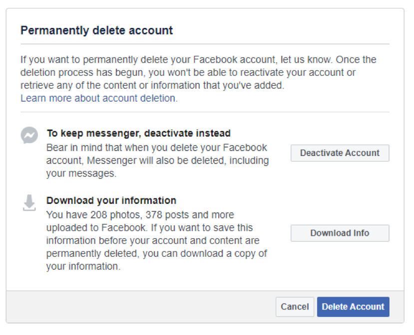 permanently delete Facebook