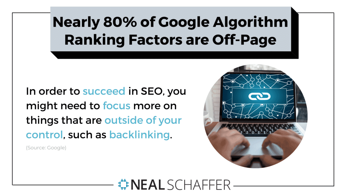 Googleの公開情報によると、アルゴリズムの80％近くがページにない要素をカウントしています。