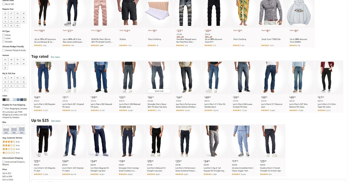 Amazon - Variação de jeans
