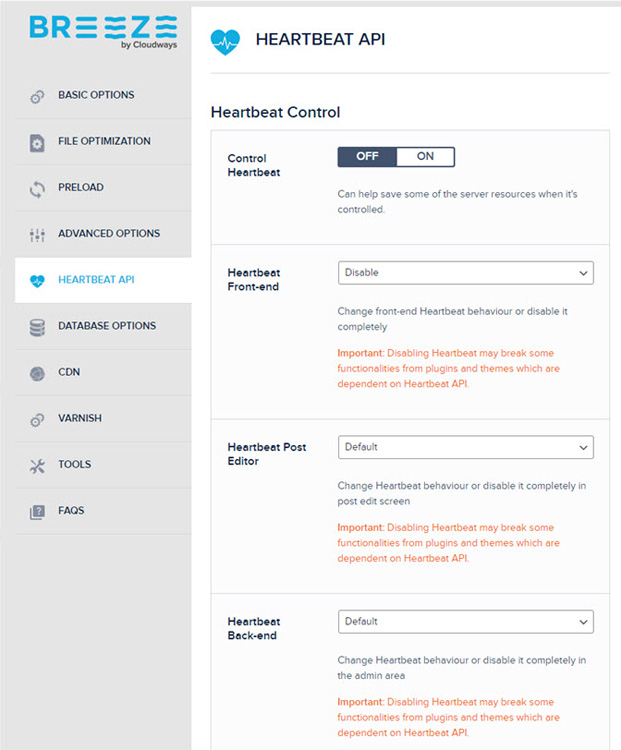 Heartbeat-API-Einstellungen im Handumdrehen