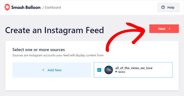 Bestätigen Sie Ihre Instagram-Feed-Quelle