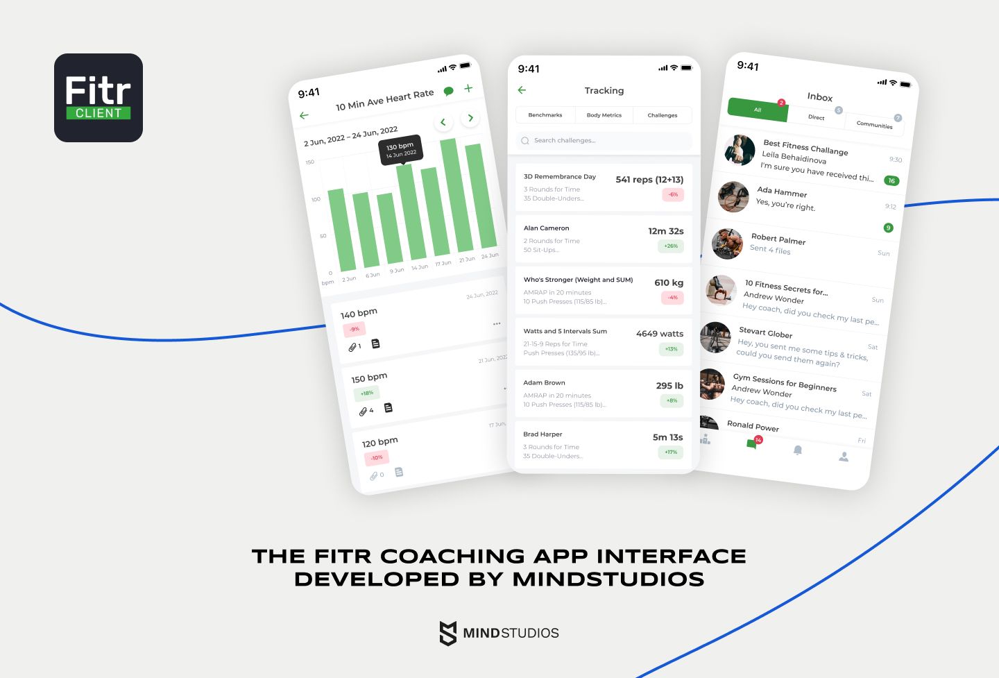 Mind Studios が開発した Fitr コーチング アプリのインターフェース