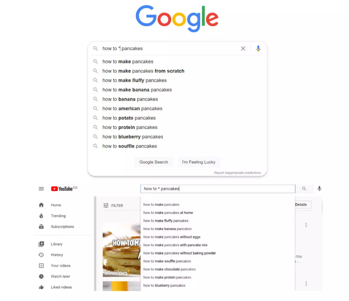 Dicas de asterisco de pesquisa do Google