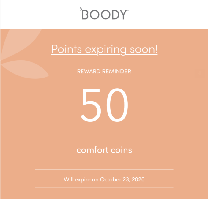 Boody Points Expiry Email
