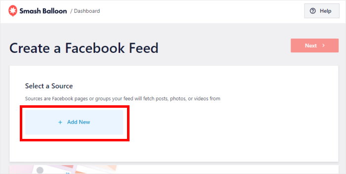 ajouter une source facebook feed pro