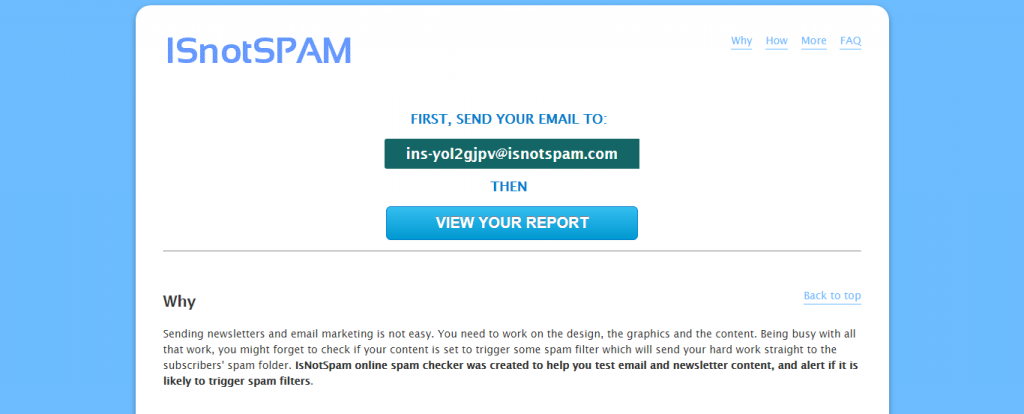 la page d'accueil n'est pas un spam