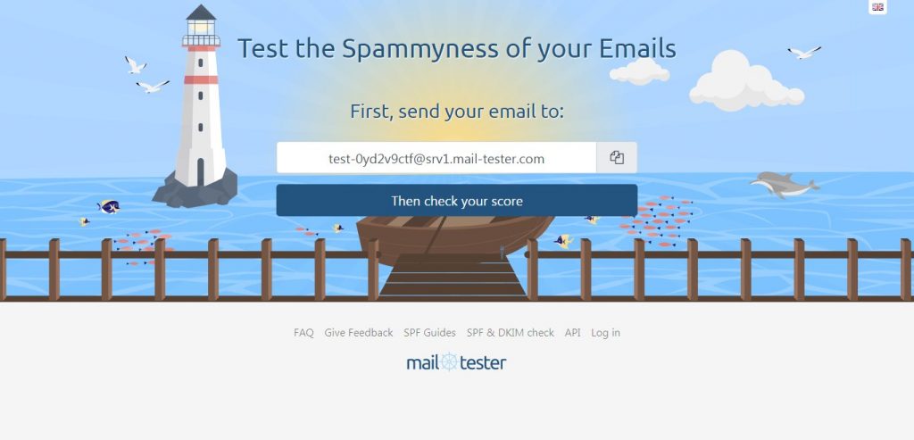 verificarea e-mailului spam pe mail-tester