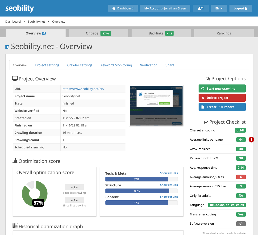 Seobility-Dashboard