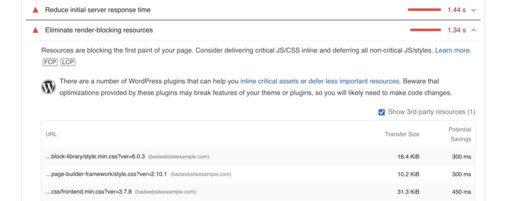 Elimine a mensagem de recursos de bloqueio de renderização na ferramenta Google PageSpeed
