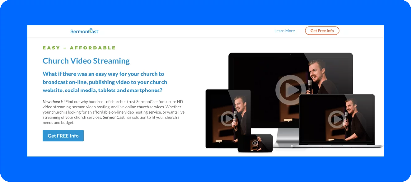 Une capture d'écran de la plateforme de SermonCast