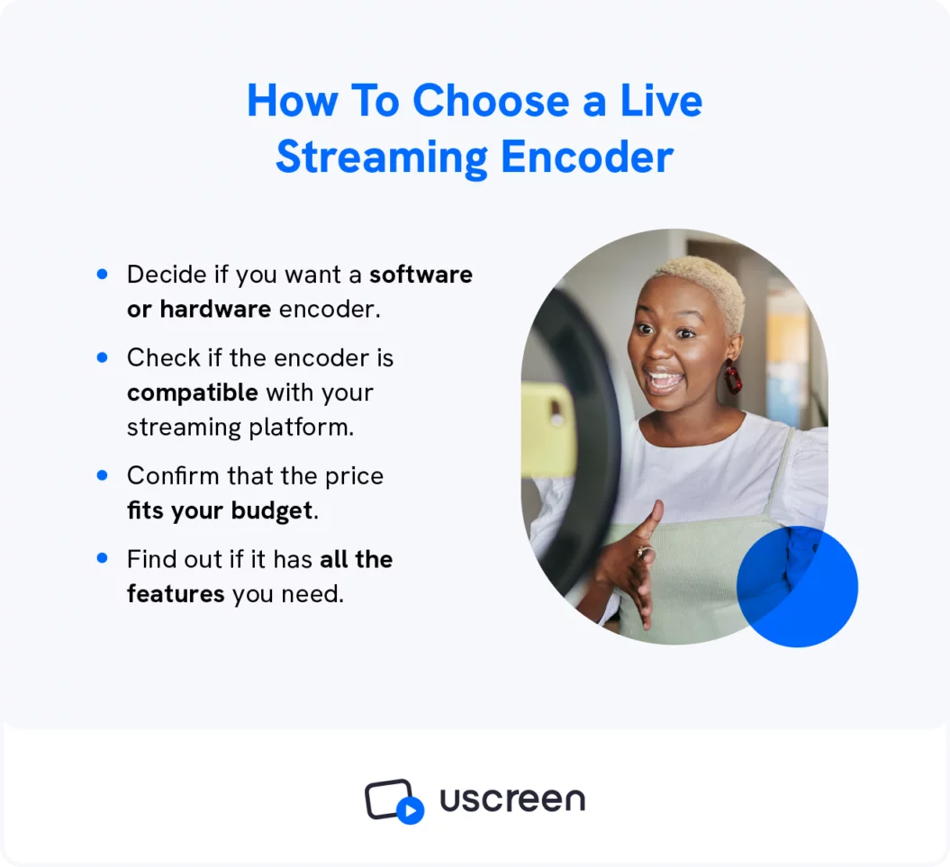 Un grafico mostra come scegliere un codificatore di live streaming