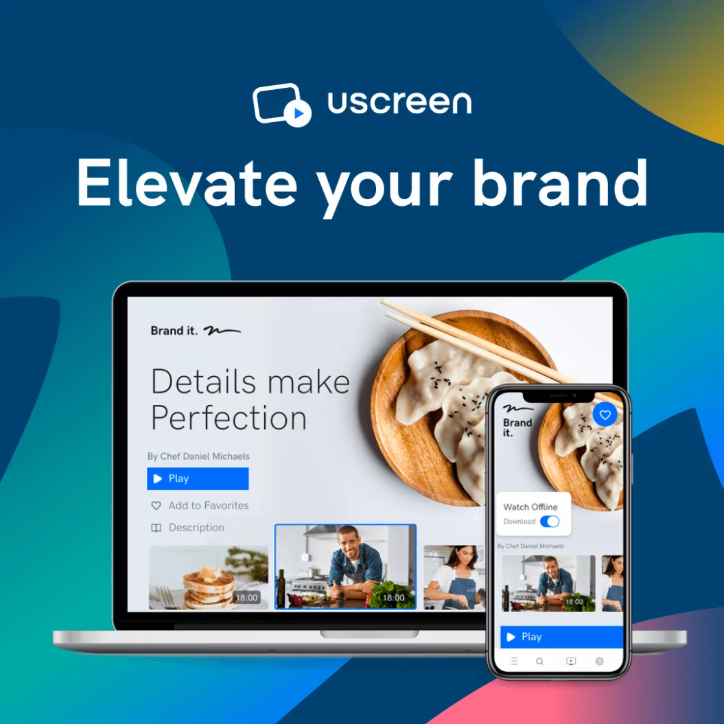Materi iklan grafis untuk kampanye promo akhir tahun Uscreen untuk aplikasi OTT untuk TV dan seluler.