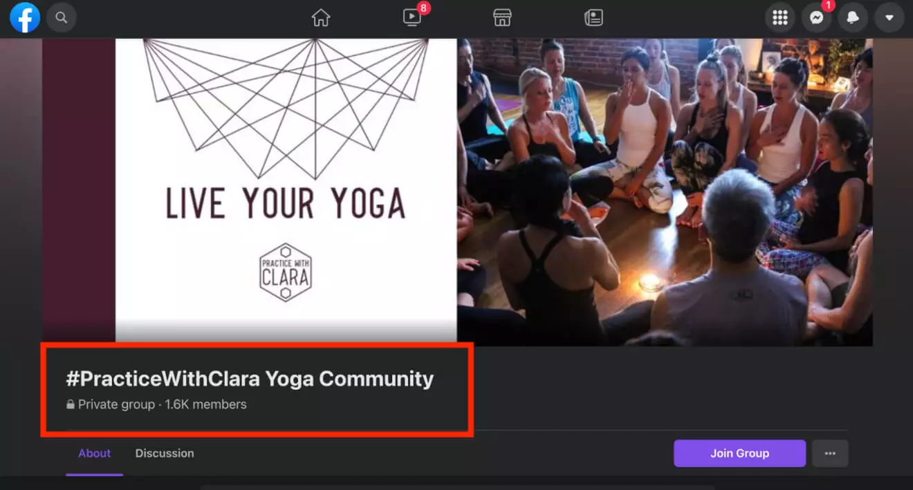 لقطة شاشة للمجتمع الحصري للممارسة مع Clara.