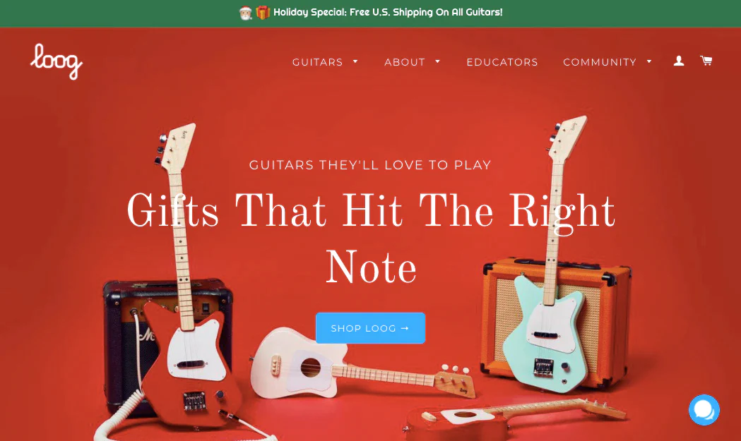 Loog Guitars festive homepage