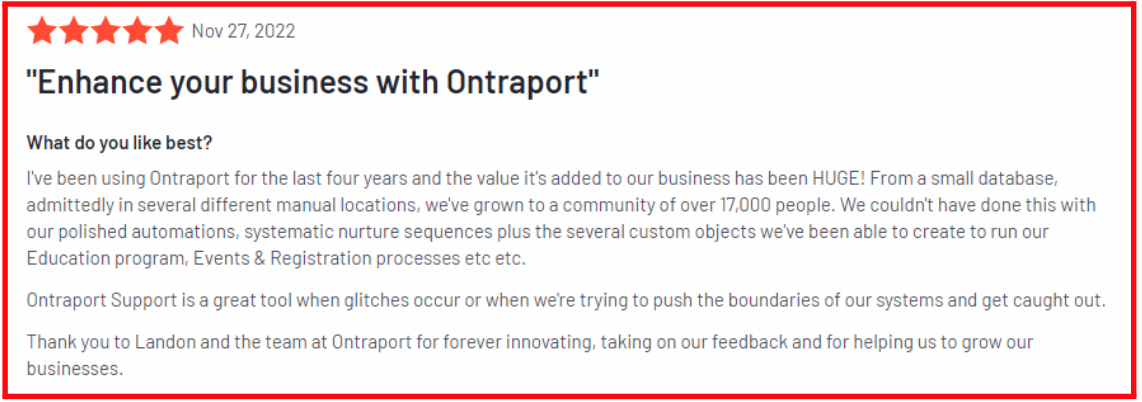 إيجابيات Ontraport