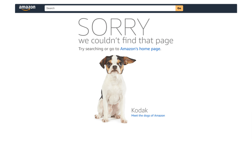 Exemple de page d'erreur Amazon 404