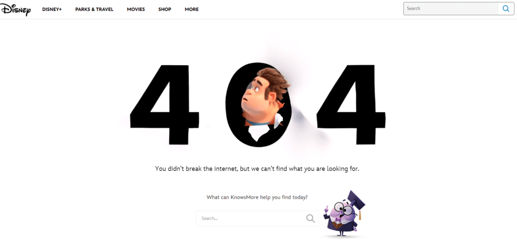 Exemple d'erreur Disney 404