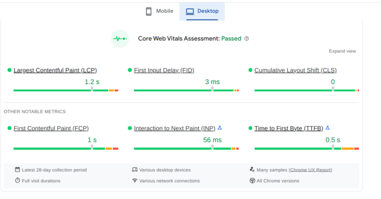 Evaluación Core Web Vitals