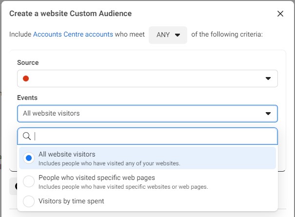 Примеры правил Custom Audience для веб-сайтов
