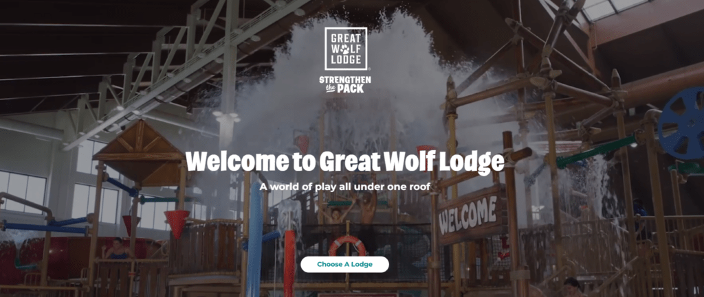 الصفحة الرئيسية لـ Great Wolf Lodge