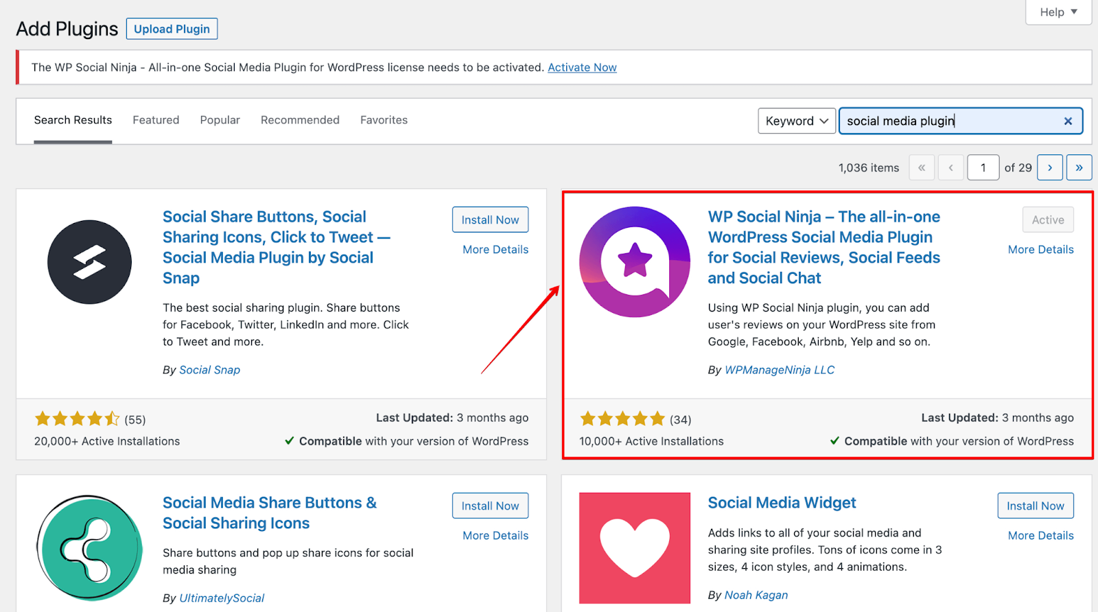 Zeigen Sie Google-Rezensionen auf WordPress an: Installieren Sie WP Social Ninja