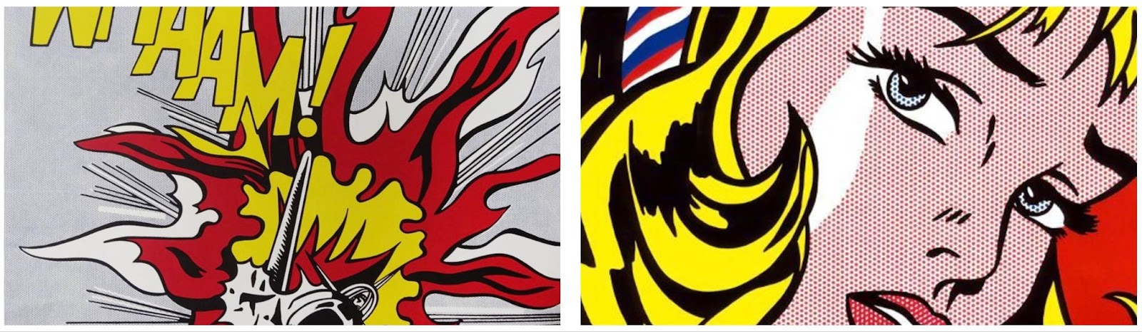 ¡Whaam! de Roy Lichtenstein. (1963) y Niña que llora (1963)
