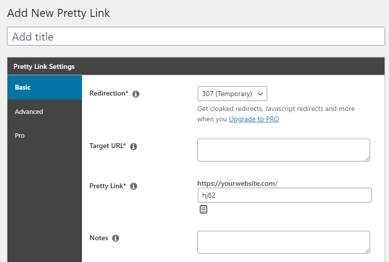 Pretty Links を使用して新しいリンクを追加する