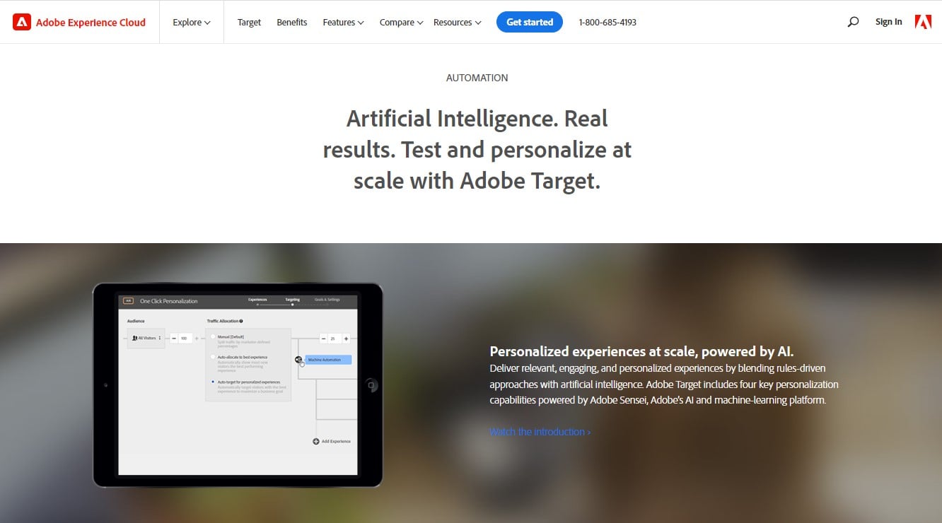 Adobe Target ホームページ
