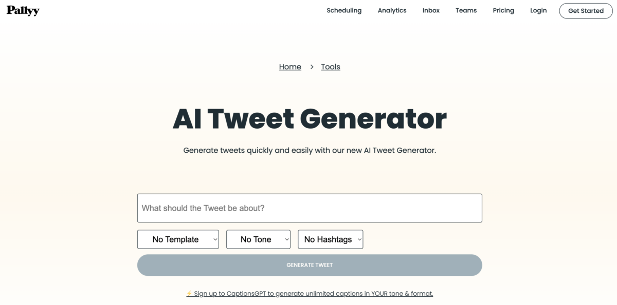Generator de tweet-uri Pallyy AI