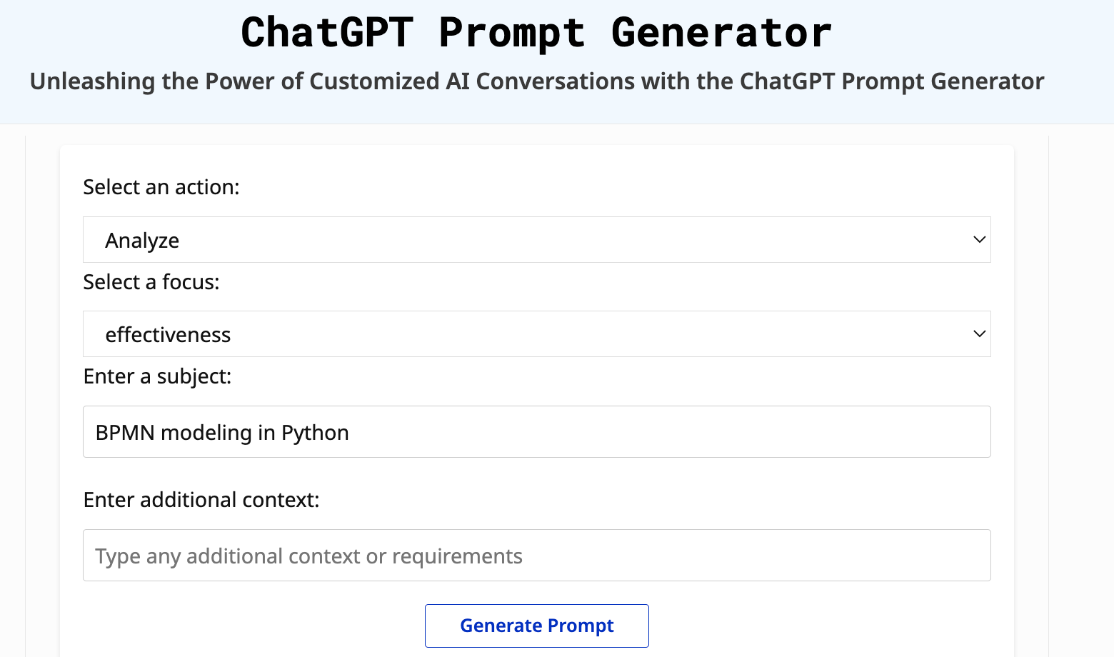 WebUtility の ChatGPT プロンプト ジェネレーター