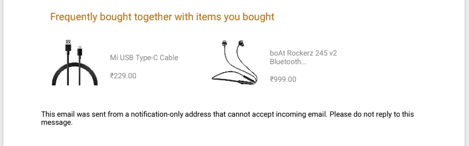 Exemplo de e-mail de confirmação de pedido de comércio eletrônico da Amazon