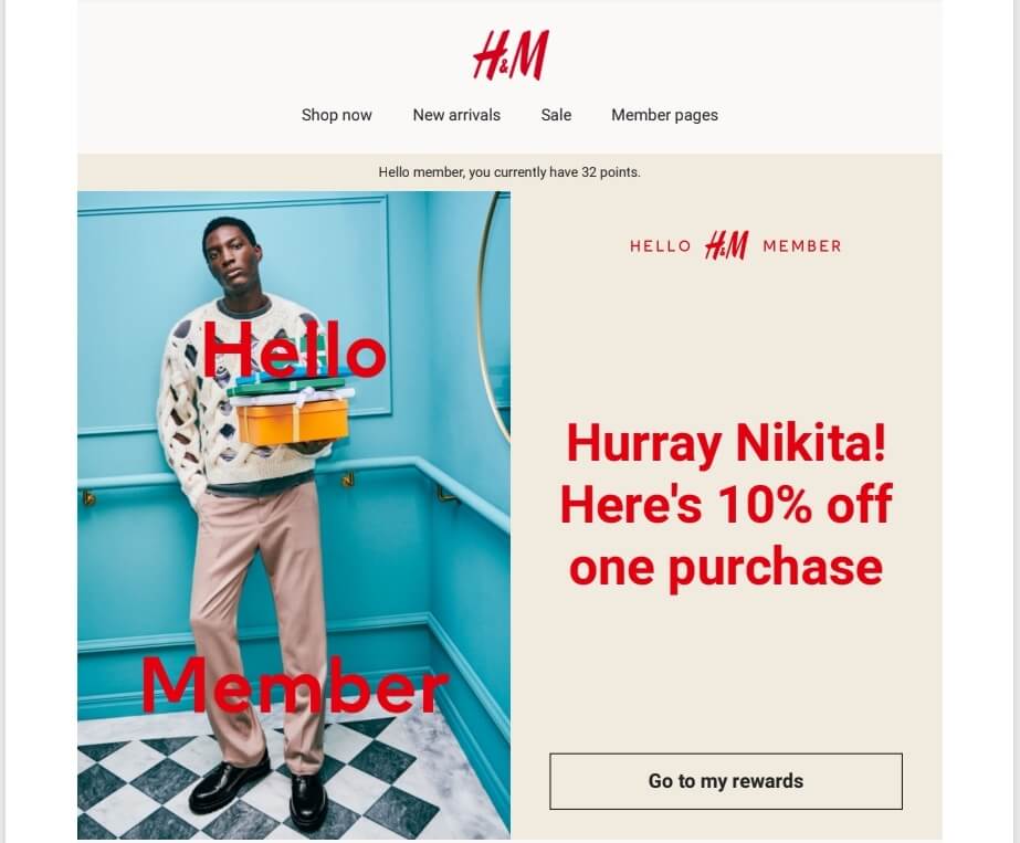 H&M 顧客誕生日プロモーションメールキャンペーン