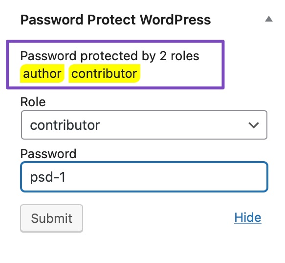 ユーザーの役割によるパスワード保護