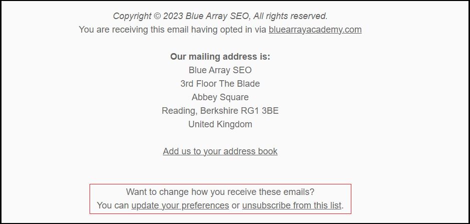 Link do anulowania subskrypcji, aby poprawić dostarczalność wiadomości e-mail
