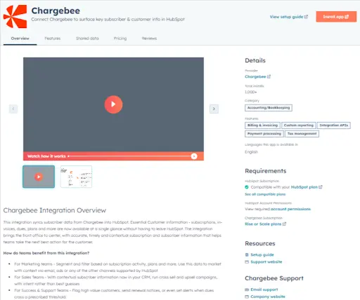 Chargebee للتجارة الإلكترونية HubSpot