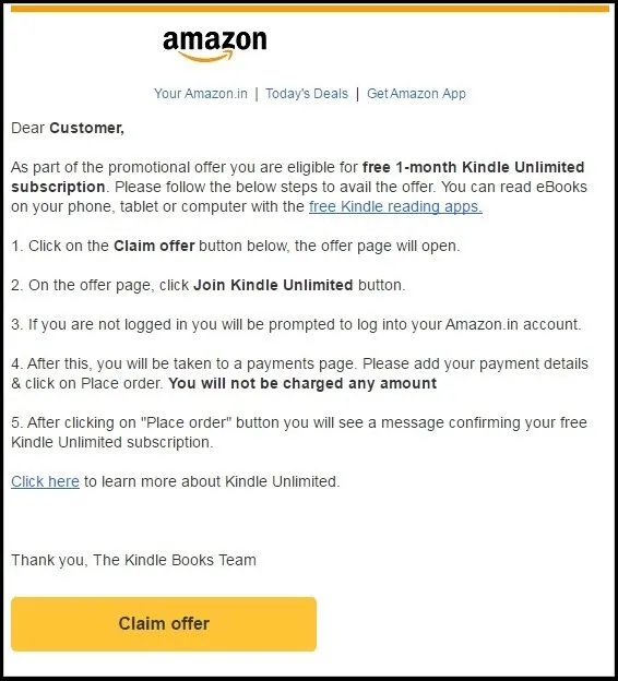 ตัวอย่างแคมเปญ Amazon Drip