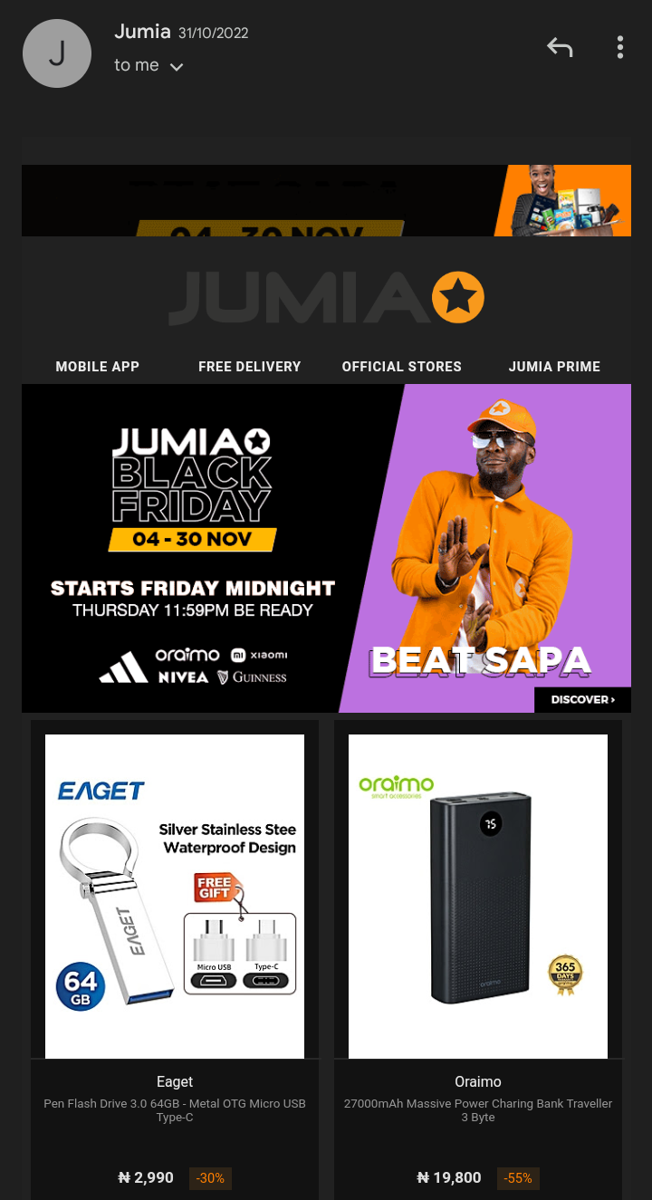 แคมเปญข้อเสนอจำกัด Jumia