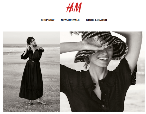 H&M 歡迎電子郵件序列範例