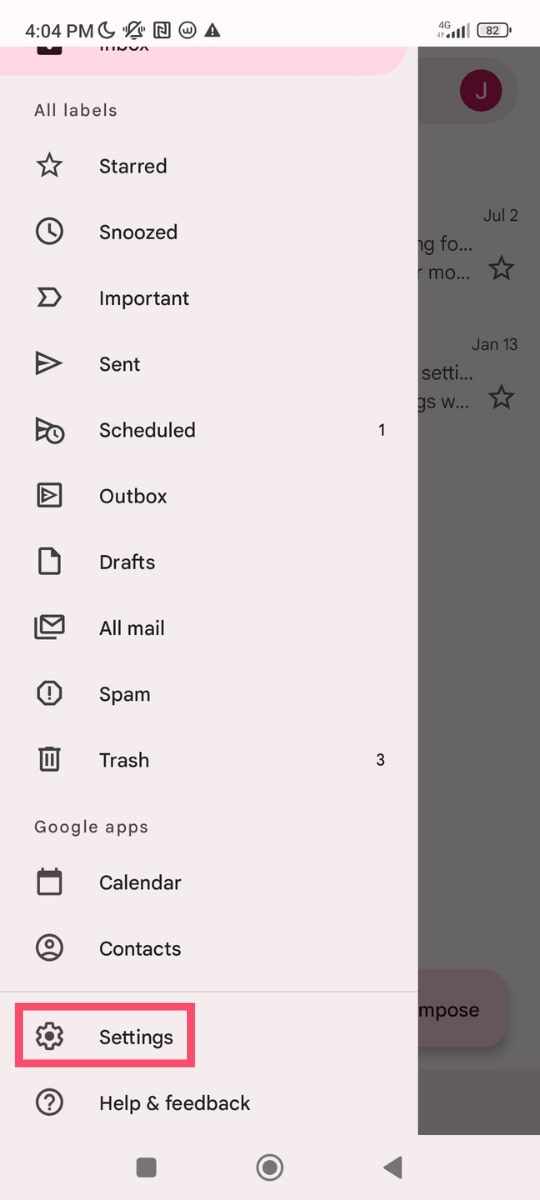 Статус отсутствия на работе в Gmail на Android