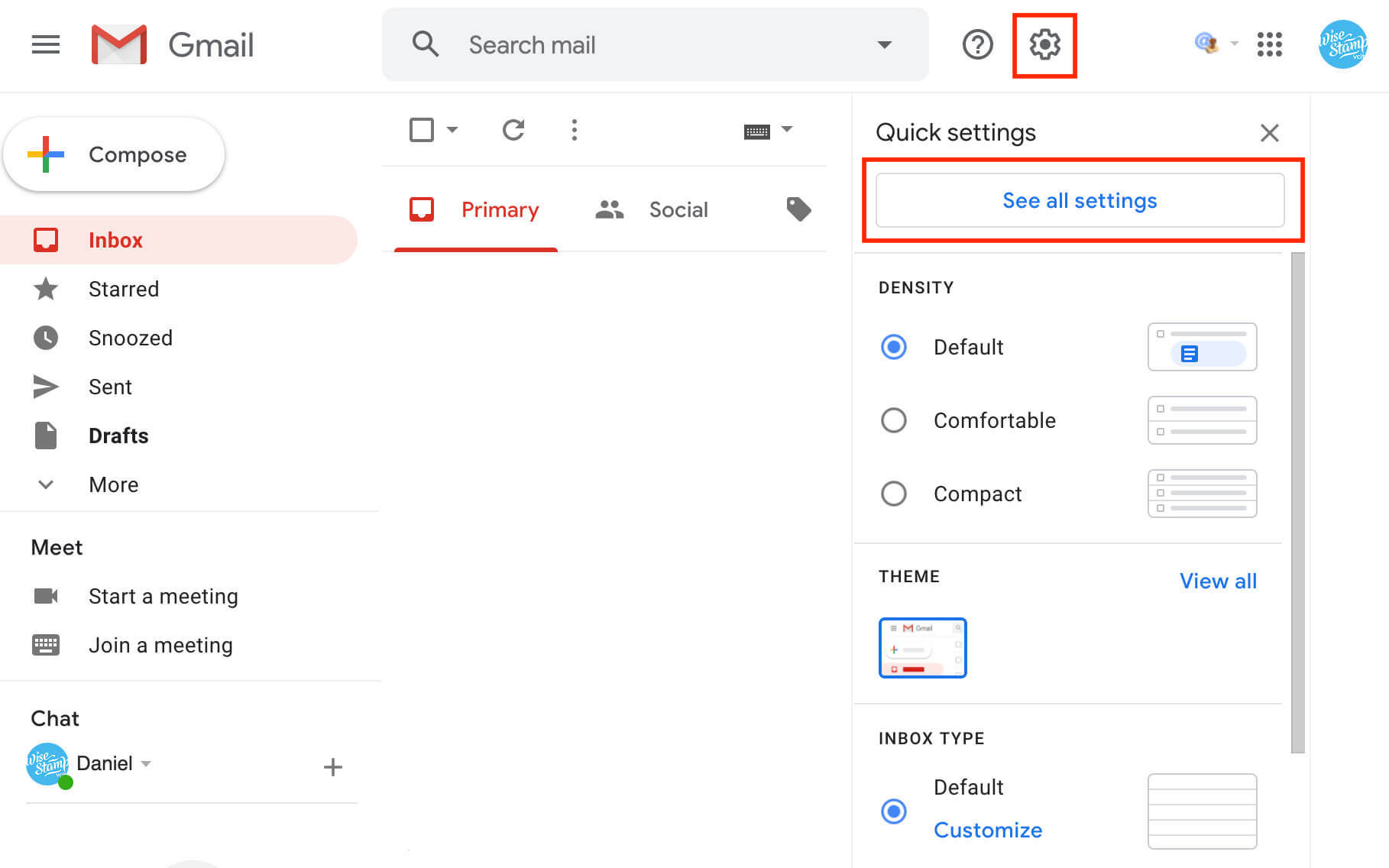 Подпись в Gmail-Шаг-1-открыть-Gmail-Настройки