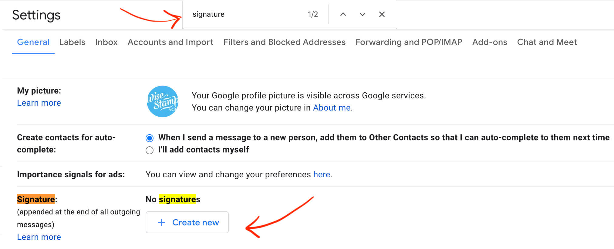 Gmail-Шаг-2-Добавить новую подпись Gmail