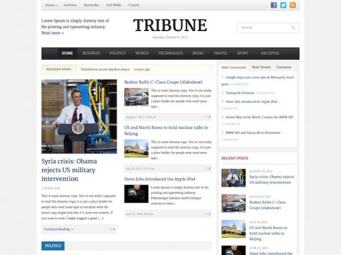 Tema WordPress do jornal Tribune 3.0
