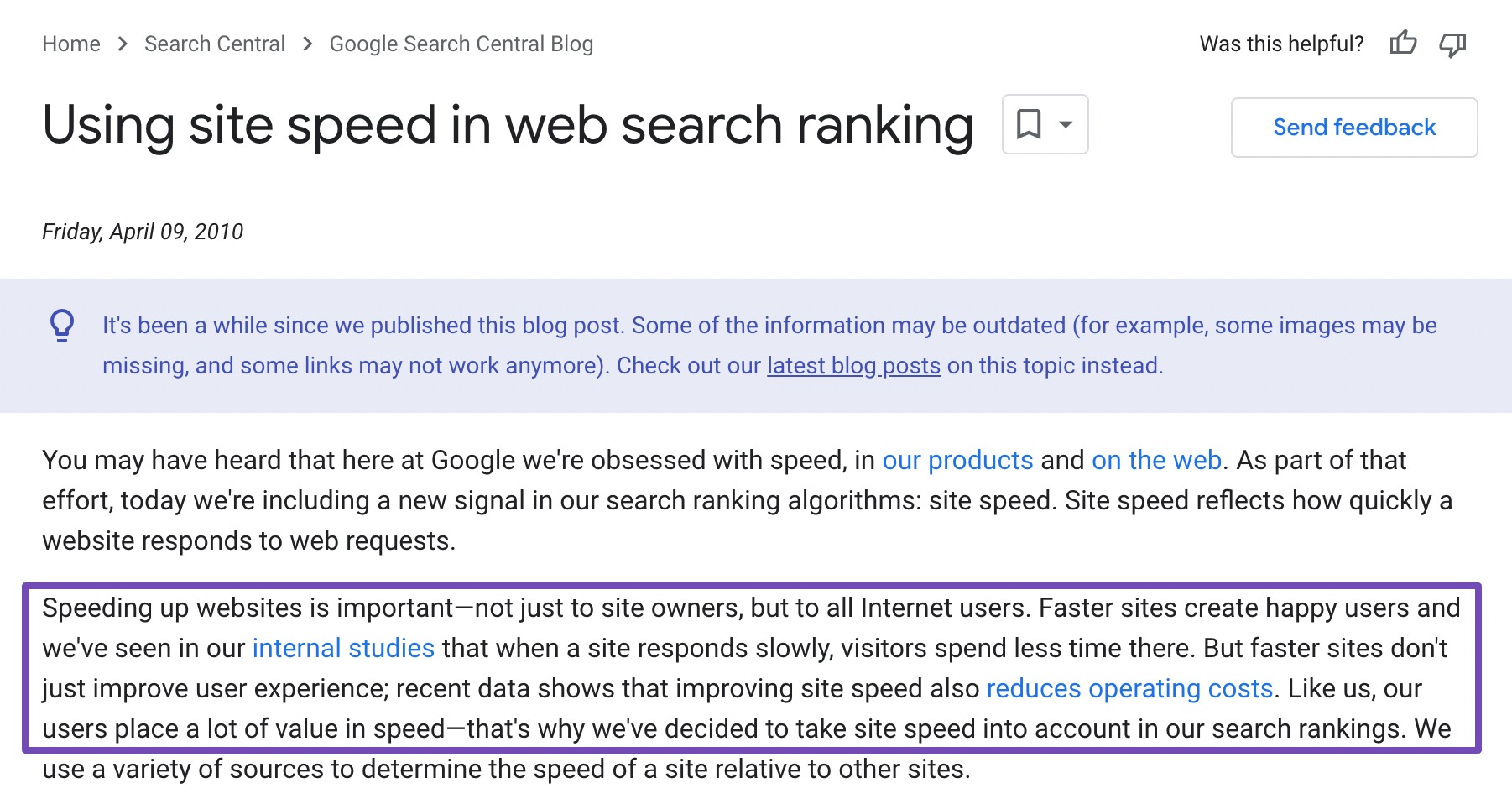 Richtlinien zur Website-Geschwindigkeit von Google