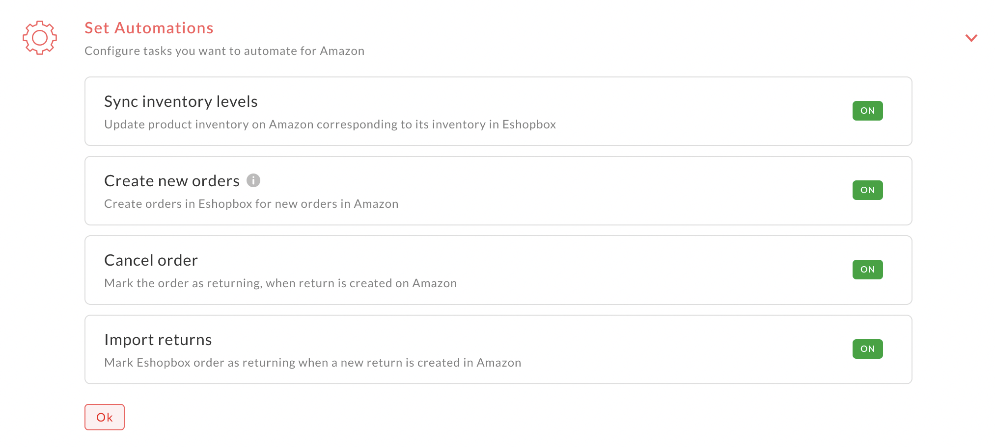 Configure a automação para Amazon em nosso WMS