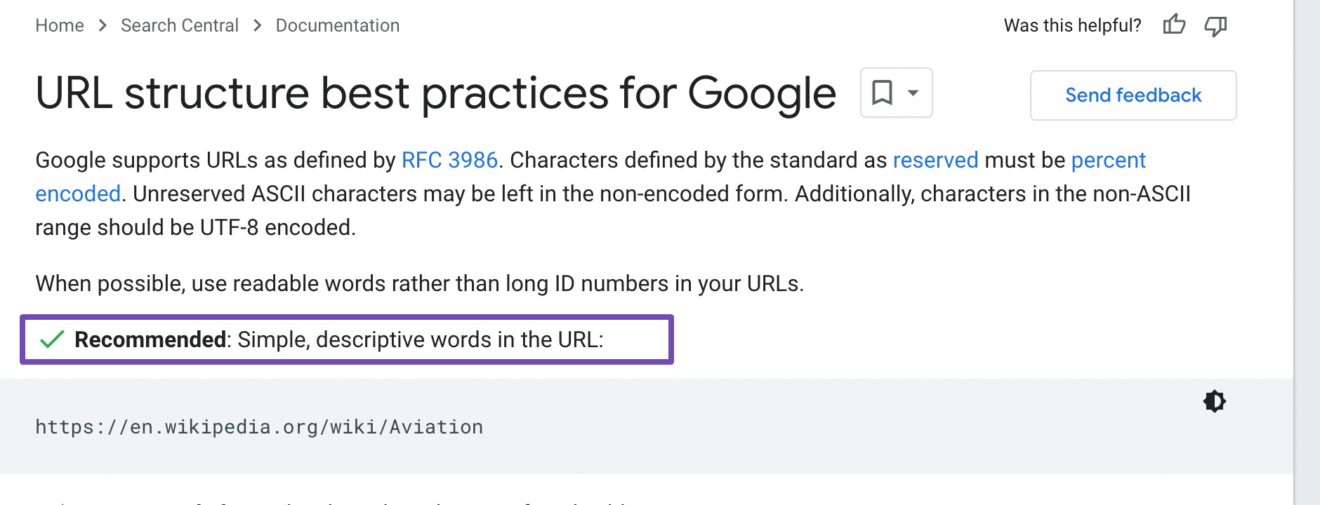 إرشادات بنية URL من Google