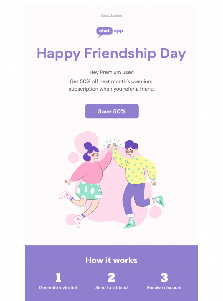 Exemple de newsletter d'août pour la Journée de l'amitié